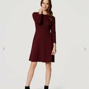 LOFT Crimson Floral Jacquard Dress